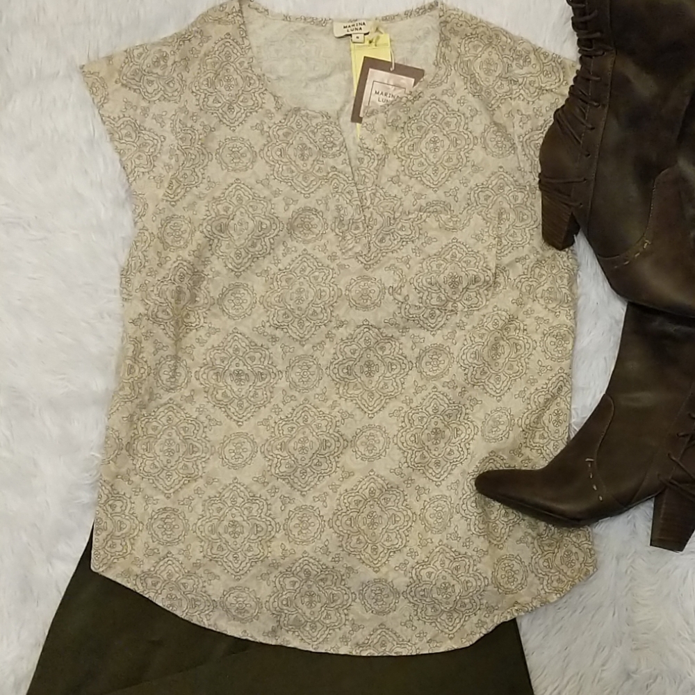 NWT Patterned Linen Shirt